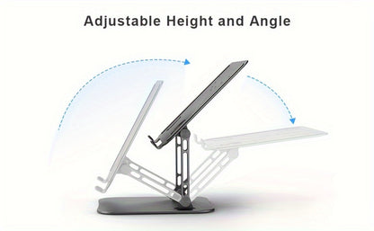 Laptop Stand Adjustable Aluminum Alloy Foldable Portable Ergonomic Desk Riser Compatible with 10 to 16.5 Inch Laptop MacBook Notebook Tablet Computer Stand Holder for Home Office – Black & Silver