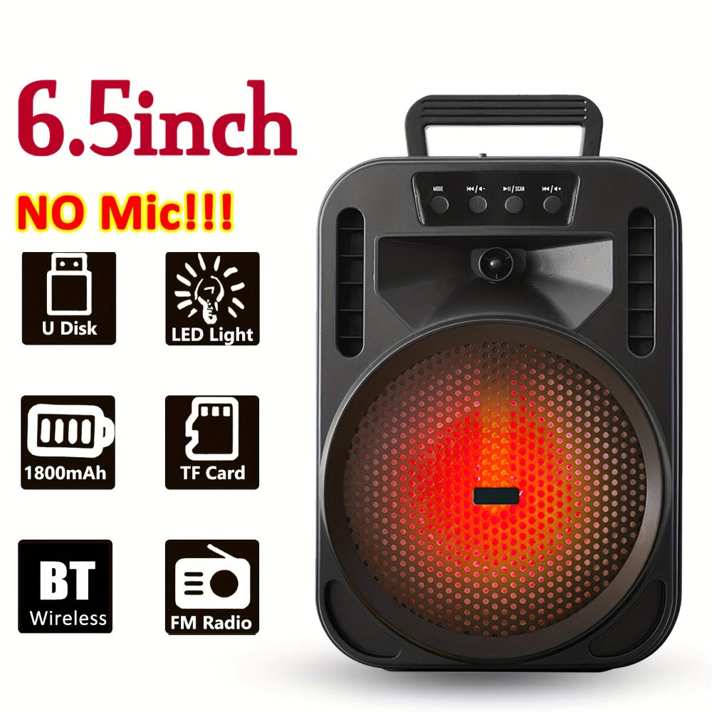 8-Inch Bluetooth Party Speaker with LED Lights & Wired Microphone – TWS Stereo Bass Boost, FM Radio, USB TF AUX Playback, Rechargeable Battery, Portable Wireless Speaker for Outdoor Parties & Karaoke