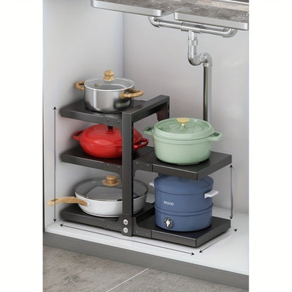 Multi-Tier Kitchen Storage Rack with Two-, Three-, Four- or Bilateral Seven-Shelf Layouts in Black, White or Gray