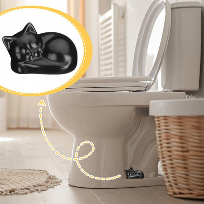 Two-Piece Black Cat Ceramic Toilet Bolt Cap Set for Decorative Bathroom Screw and Hardware Covers