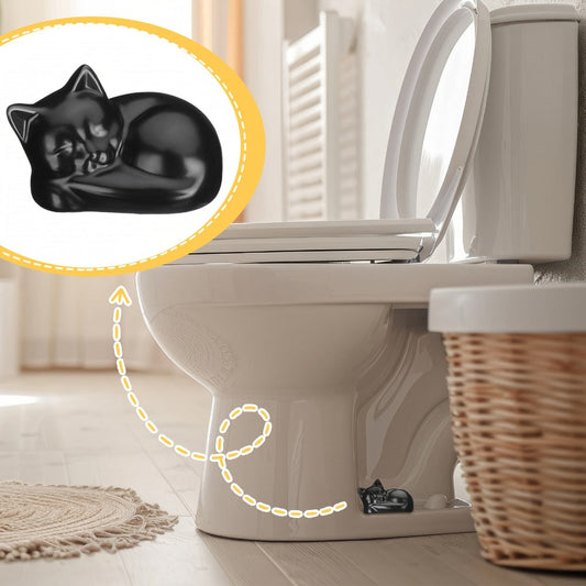 Black Cat Ceramic Toilet Bolt Caps 2-Pack - Decorative Cat Toilet Bolt Screw Cover Caps, Cute Bathroom Decor for Cat Lovers, Fun Themed Bathroom Accessories & Replacement Parts