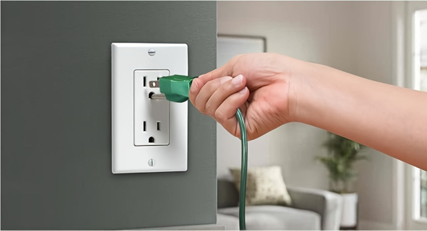 One-to-Three Extension Cord Splitter with 25- or 50-Foot Green and Black Grounded Configurations