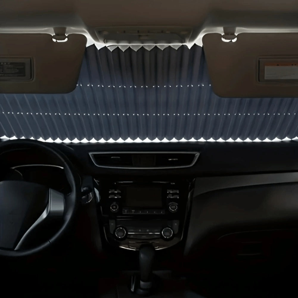 Front Window Sunshade Auto Retractable 46cm | Thermal Insulation Sun Blocking, Easy Fold & Store, Summer Essential Car Accessory for Sedan SUV Truck Windshield