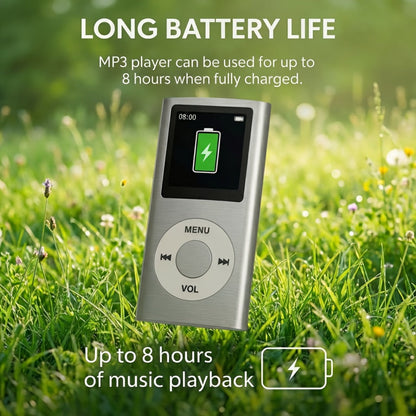 MP3 MP4 Player for Students 128GB Expandable, 8-Hour Battery HiFi Lossless Sound, 1.8 Inch Color Screen, FM Radio, Voice Recorder, E-Book Reader, English Listening Learning Device