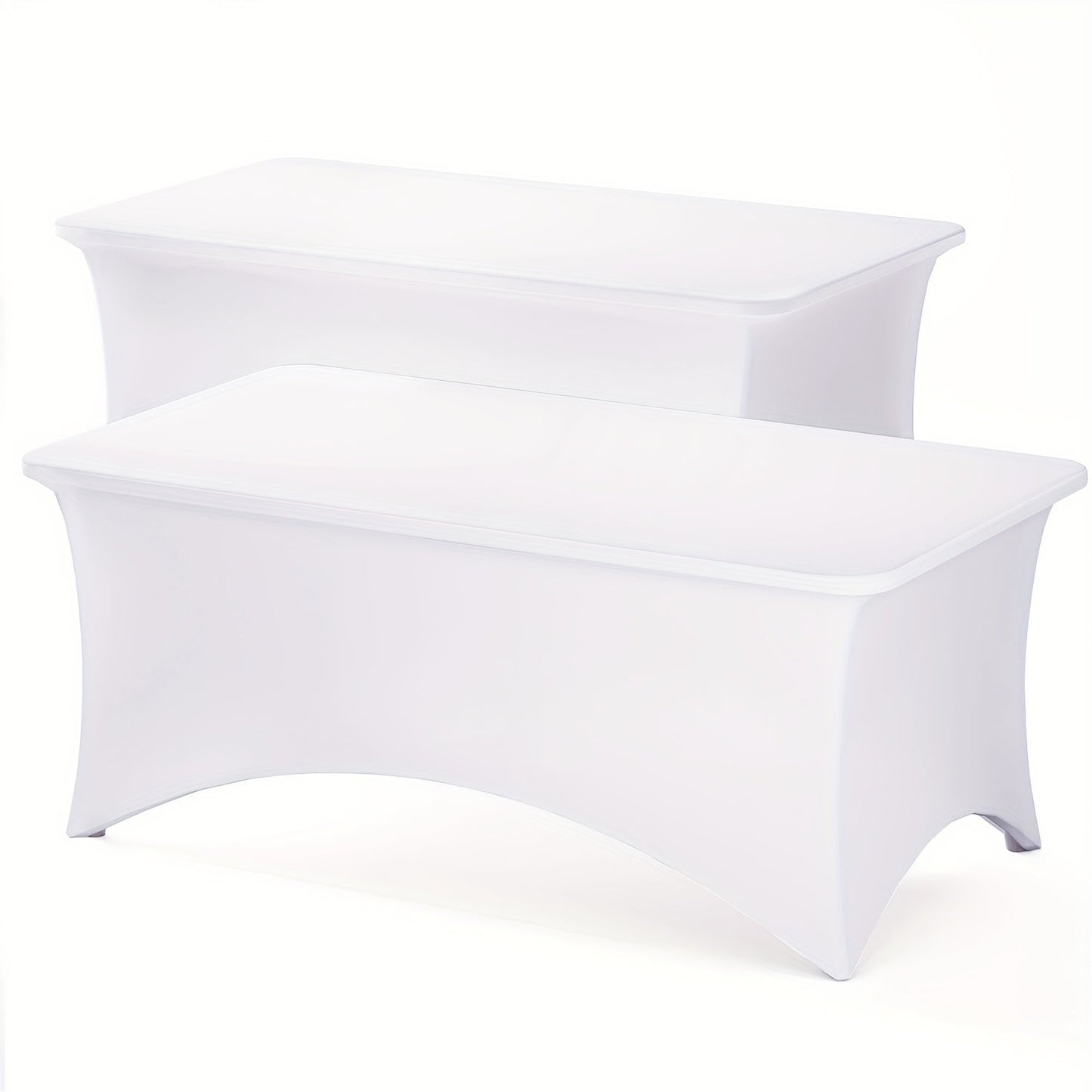 Rectangular Stretch Tablecloth Sets in 4-, 6- or 8-Foot Sizes, Black or White, with Two- or Three-Piece Options