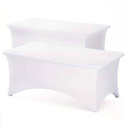 Rectangular Stretch Tablecloth Sets in 4-, 6- or 8-Foot Sizes, Black or White, with Two- or Three-Piece Options