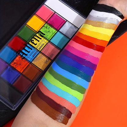 Oil-Based Face Body Paint Palette 20 Colors 168g - Halloween SFX Makeup Kit Black White Flash Tattoo Cosplay