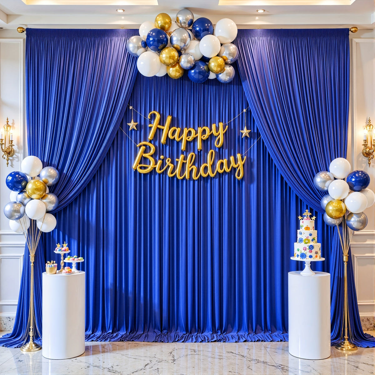 4-Pack 5x10ft Elegant Spandex Photography Backdrop | Wear-Resistant, Wrinkle-Free, Soft & Opaque Party Decoration Banners for Weddings, Birthdays, Stages, Exhibitions & Events