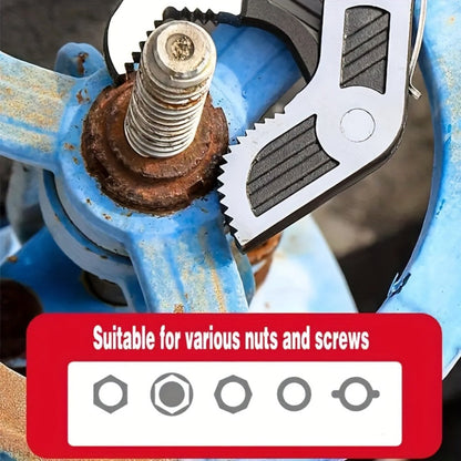 Four-Piece Self-Adjusting Wrench Set in 6-, 8-, 10- and 12-Inch Sizes with Cr-V Material Marking