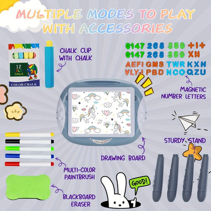 Double-Sided Kids Drawing Easel with Foldable Tabletop Stand, Chalkboard, Whiteboard and Six Color Options