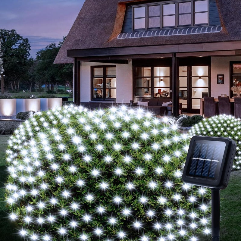 Solar Net Mesh Lights with Separate Panel, 100 to 360 LEDs and Three Colors for Outdoor Displays