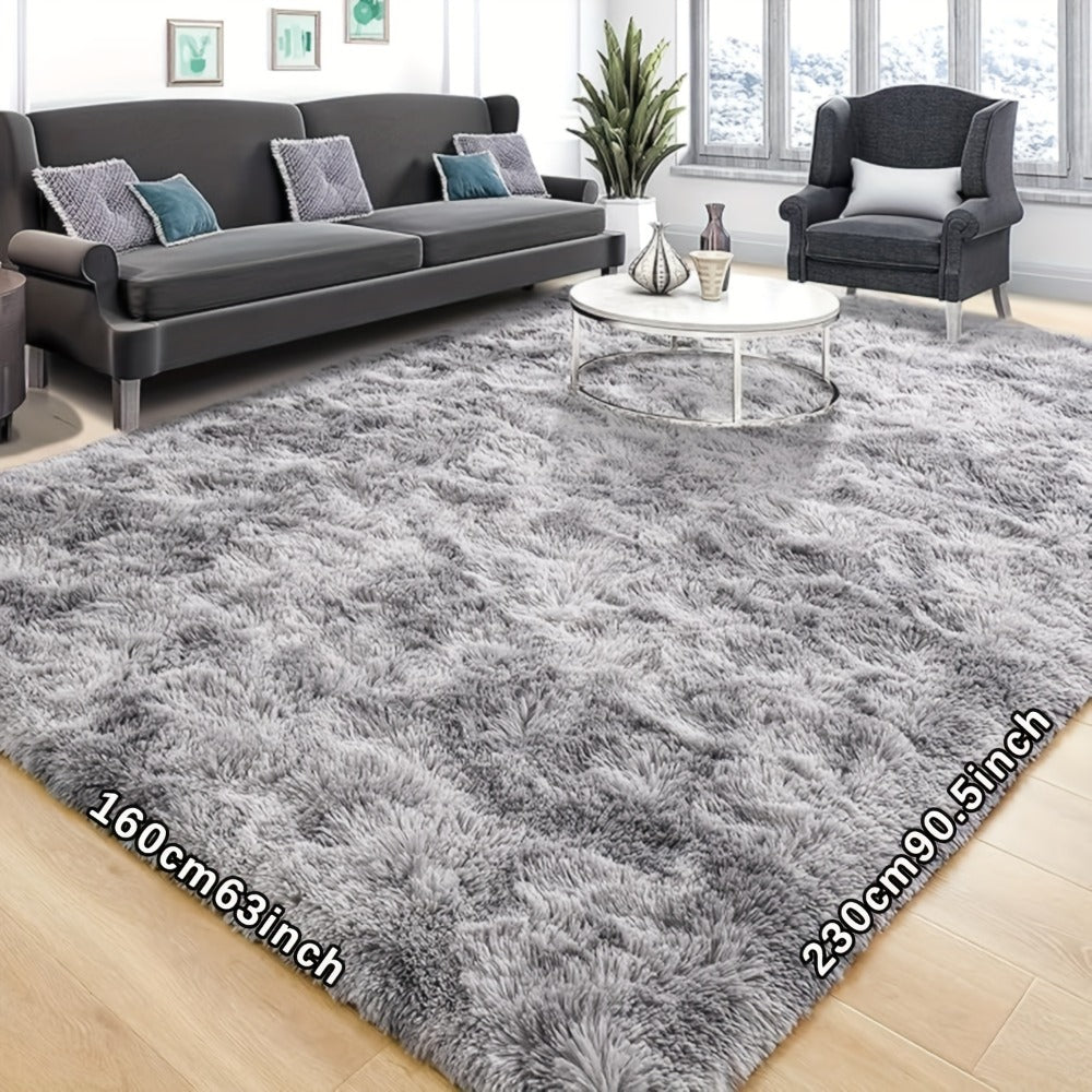 Tie-Dye Plush Area Rug in Light Gray, Dark Gray, Light Pink or Black, 63 by 90 Inch Floor Mat