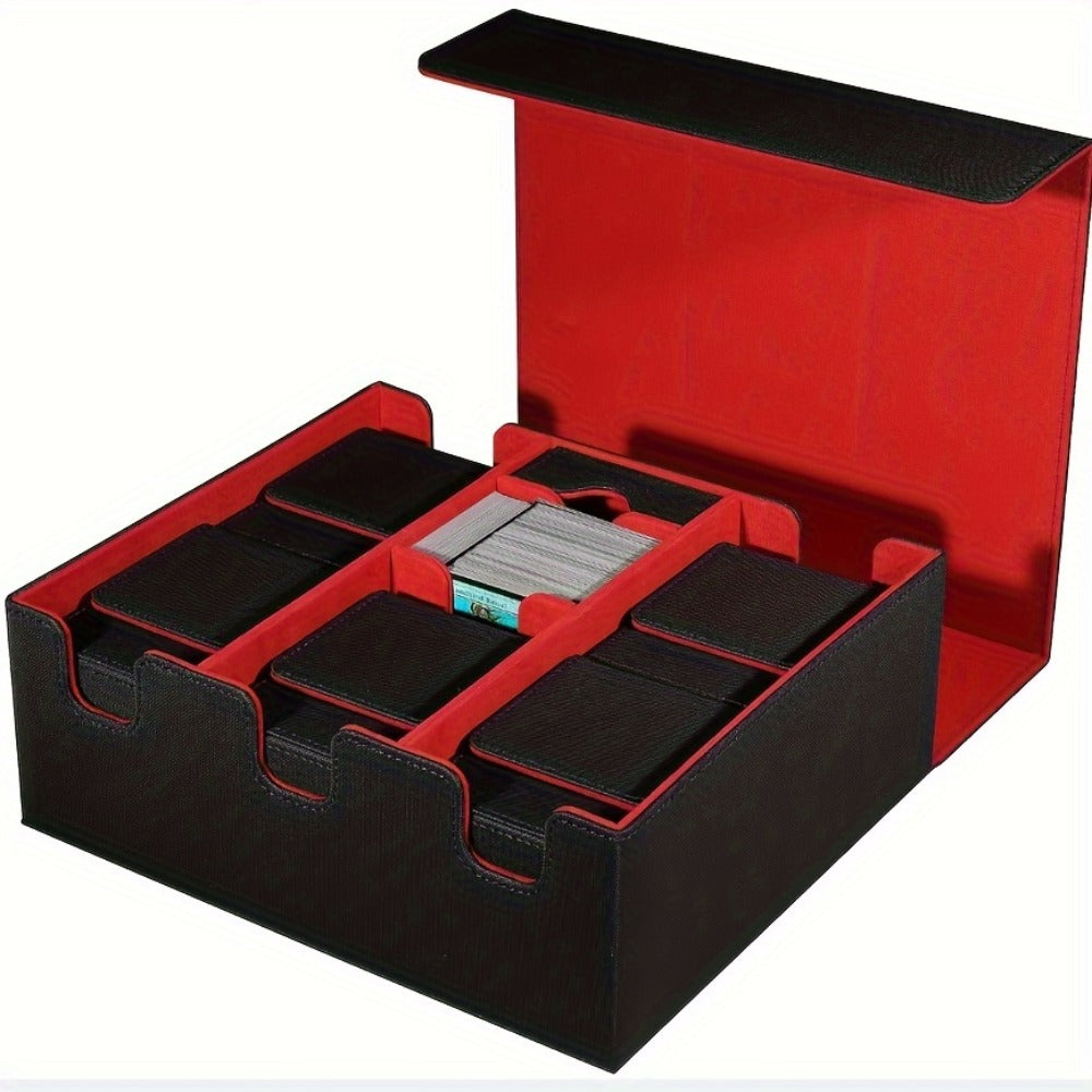 Three-Row Trading Card Storage Box with Black-Purple or Black-Gray Interior and Source-Labeled 1500+ Capacity