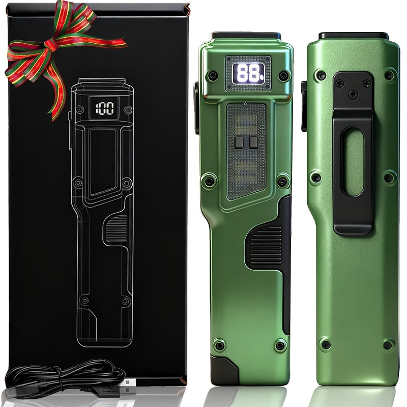 Flashlight Flat EDC Torch with Eight Modes, UV Light, Digital Display, Type-C Charging and Safety Lock