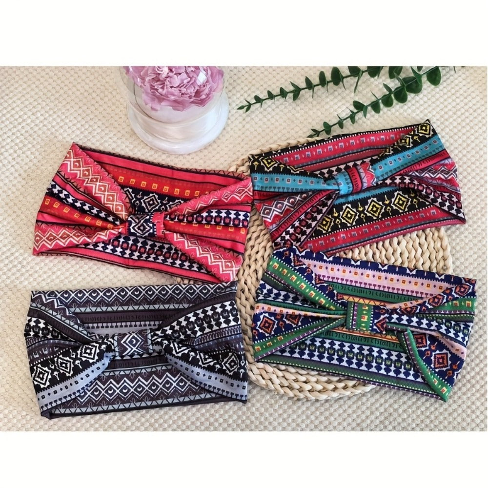 Eight Wide Knotted Headbands with Mixed Paisley and Geometric Patterns in One Image-Bound Set