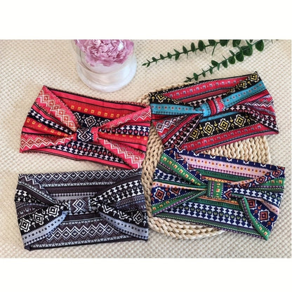 Eight Wide Knotted Headbands with Mixed Paisley and Geometric Patterns in One Image-Bound Set