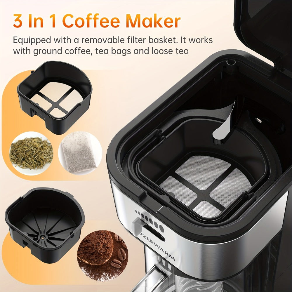 Iced Tea & Coffee Maker 3 QT Pitcher with Reusable Filter Basket | Adjustable Brew Strength | Cold Brew Machine for Iced Tea, Lattes, Lemonade & Flavored Water | Black