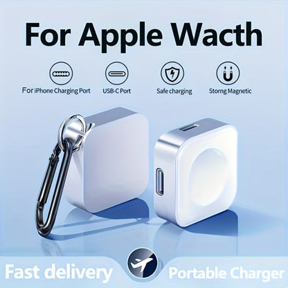 Portable Watch Charging Case with Carabiner, Square Magnetic Cradle and Six Color Checkout Options