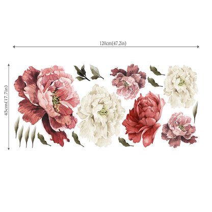 Peony Flower Decorative Window Sticker in Two Floral Styles, 17.7 x 47.2 Inches for Glass Decor