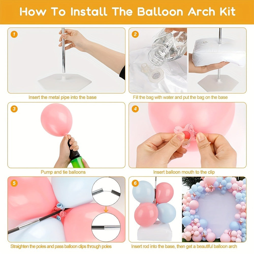 Balloon Arch Kit with Base Stand – Adjustable Floor Arch Stand, Water Fillable Base, Pump & Clips Included, 108x96in for Birthday Wedding Graduation Halloween Christmas Party Decorations