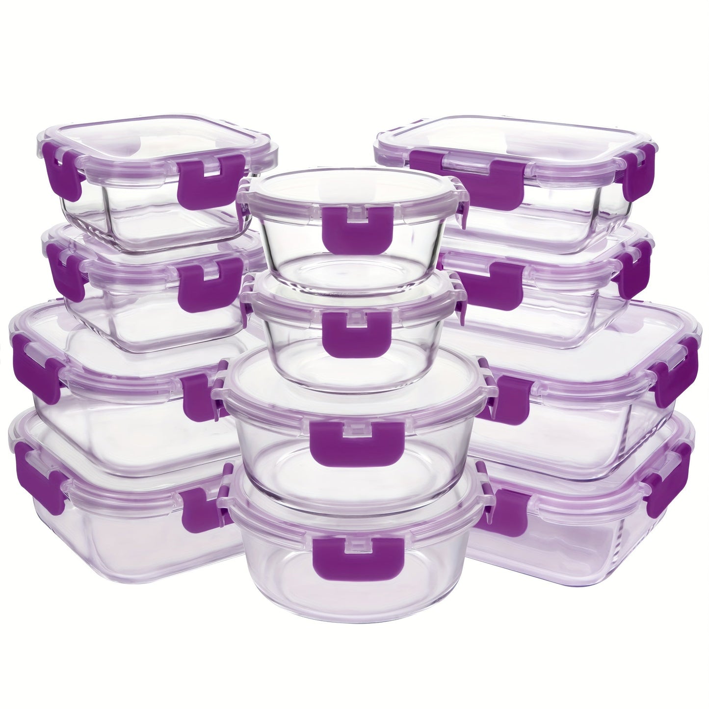 Glass Food Storage Containers with Airtight Lids - Borosilicate Glass Meal Prep Containers Set, Microwave Dishwasher Freezer Safe, BPA Free, Leak Proof Lunch Containers for Kitchen