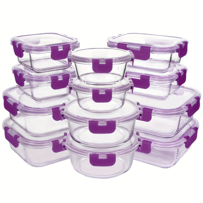 Glass Food Storage Containers with Airtight Lids - Borosilicate Glass Meal Prep Containers Set, Microwave Dishwasher Freezer Safe, BPA Free, Leak Proof Lunch Containers for Kitchen