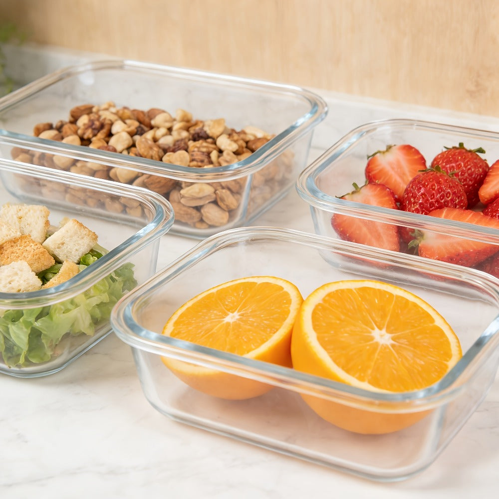 Glass Food Storage Containers with Airtight Lids - Borosilicate Glass Meal Prep Containers Set, Microwave Dishwasher Freezer Safe, BPA Free, Leak Proof Lunch Containers for Kitchen
