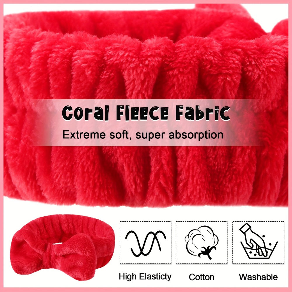 Fifty-Two-Piece Bow Facial Headband Assortment in Thirteen Visible Colors for Group Beauty Routines