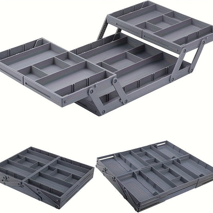Collapsible Drawer Organizer Box, Double Row Expandable Desk & Drawer Storage with ABS Material, Jewelry Cosmetics Home Office Organizer