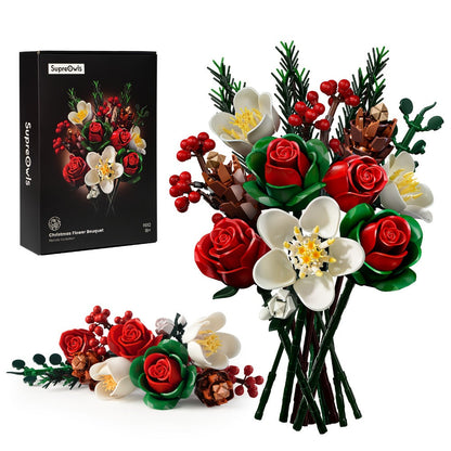 DIY Flower Bouquet Building Kit for Girls & Women – Rose & Lily Brick Set, Healing Series Desk Decoration, Buildable Artificial Flowers, Unique Mother's Day Birthday Valentine's Christmas Gift for Teens Adults
