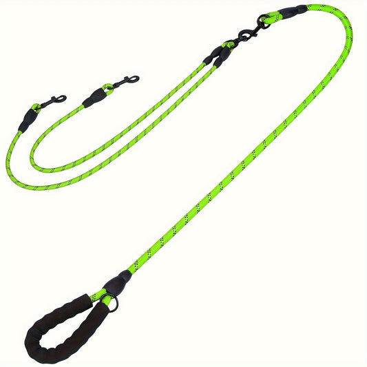 Dual Dog Leash – 360° Tangle-Free Double Dog Walking Leash with Reflective Nylon, Shock-Absorbing & Ergonomic Handle | 78 Inch | 6 Colors