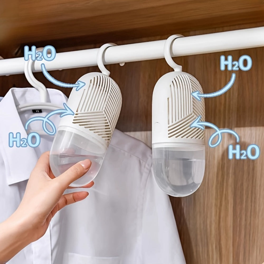Six-Piece Hanging Moisture Absorber Kit with Replaceable Inner Bags, Hooks and Removable Water Cups