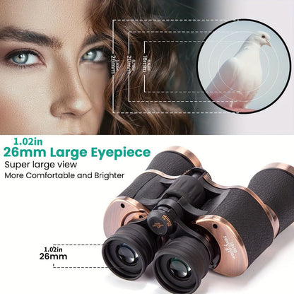 Brown-and-Black 10x50 Binoculars with 26mm Eyepieces, Center Focus Wheel and Textured Hand Grips