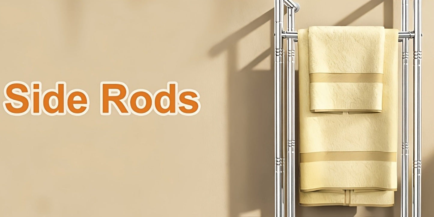 Portable Clothes Rack with Wheels – Heavy Duty Double Rod Garment Rack with Shelves & Hooks | Metal Rolling Clothing Rack for Hanging Clothes | Multi-Functional Closet Rack for Bedroom & Laundry Room
