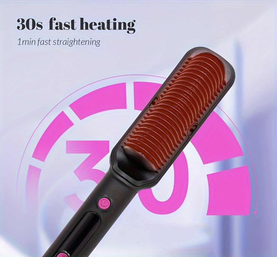 Hair Straightener Brush for Home and Travel and Salon Hair Styling with Fast Heat-Up & Anti-Scald Protection