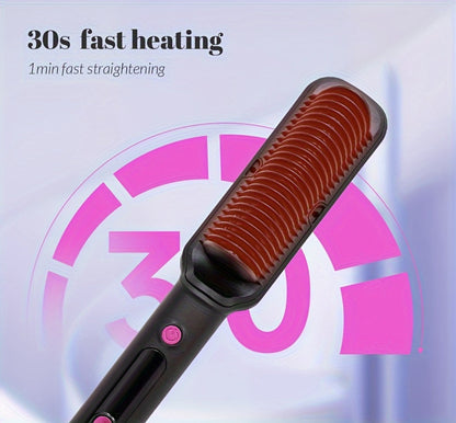 Hair Straightener Brush for Home and Travel and Salon Hair Styling with Fast Heat-Up & Anti-Scald Protection