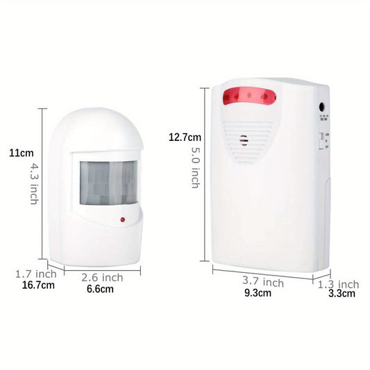 Wireless Driveway Alarm Motion Sensor, Infrared PIR Security Alert System 328ft Range 110dB Chime, USB Expandable Indoor Outdoor Detector for Home Garage Gate Mailbox Fence
