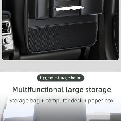 Car Seat Back Organizer PU Leather - Foldable Dining Table, Cup Holder, Multi-Pocket Storage Bag, Universal Fit Back Seat Travel Organizer for Kids & Passengers, 1pc or 2pc Set