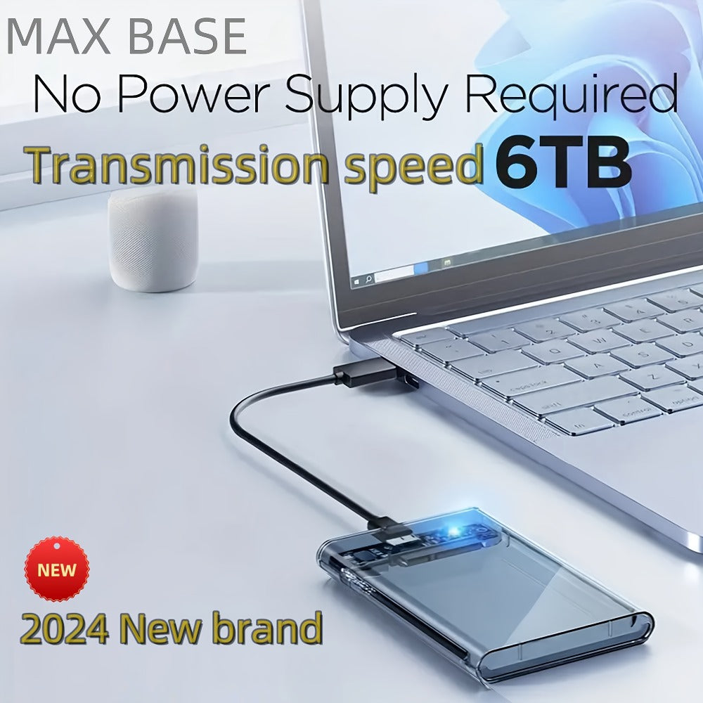2.5 Inch External Hard Drive Enclosure USB 2.0 to SATA III Converter - Supports Up to 6TB HDD SSD, UASP High-Speed Transfer, Tool-Free Installation, ABS, Compatible with 7mm & 9.5mm Drives (Drive Not Included)
