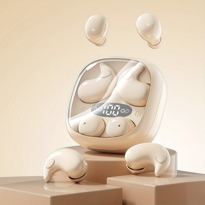 Invisible Two-Pair Sleep Earbud Set with Digital Charging Cases in Purple or Beige for Side-Sleep Listening