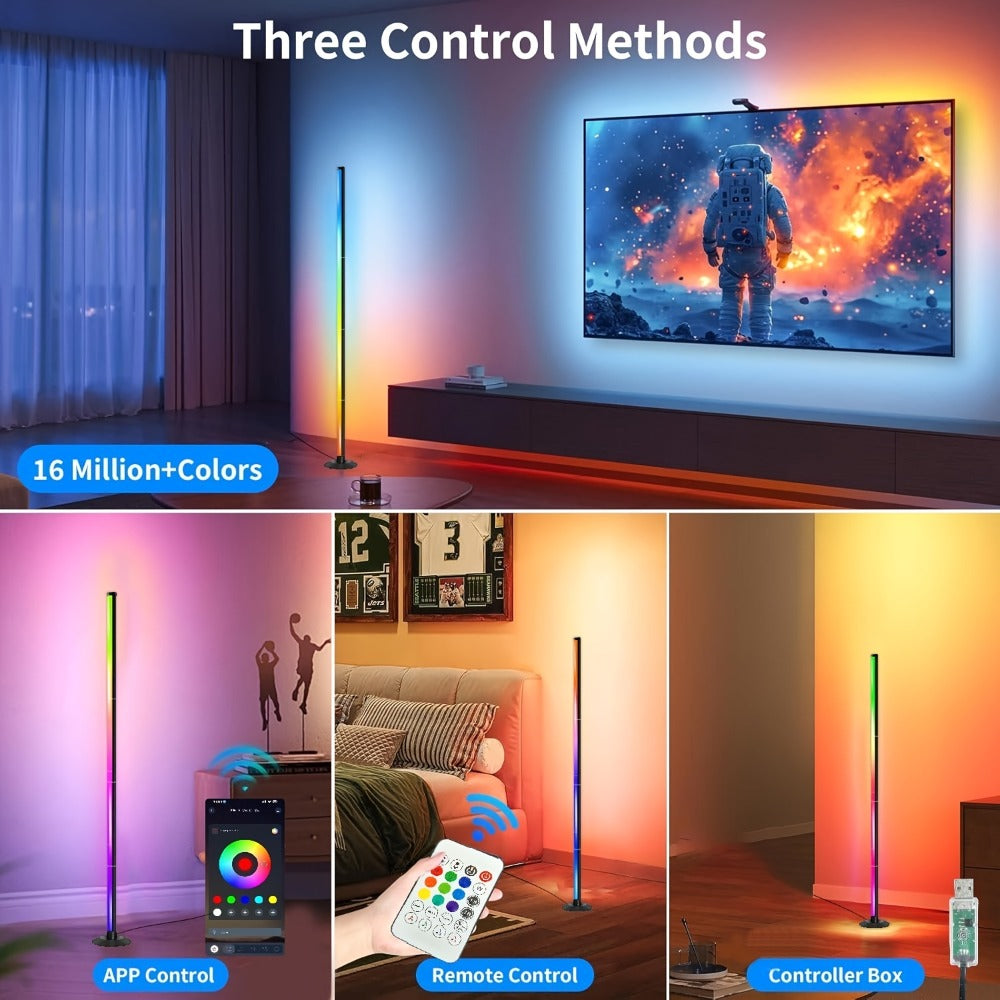 RGBICB Smart LED Floor Lamp App & Remote Control – Intelligent Mood Atmosphere Backlight Modern Design for Home Office Gaming Study Bedroom Holiday Gift 1 or 2 Pack