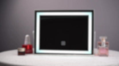 Rotating LED Vanity Mirror with 15X Magnifier, Three Light Colors and 14 x 17 Inch Framed Design