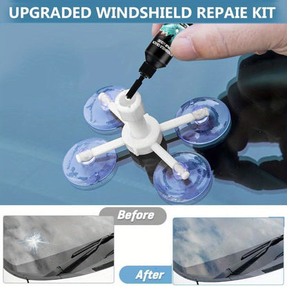 Windshield Repair Kit – Nano Resin Fix for Chips, Bullseye & Star Cracks in 15 Minutes, DIY Glass Crack Repair with Suction Injector, Restores Optical Clarity, Prevents Spreading