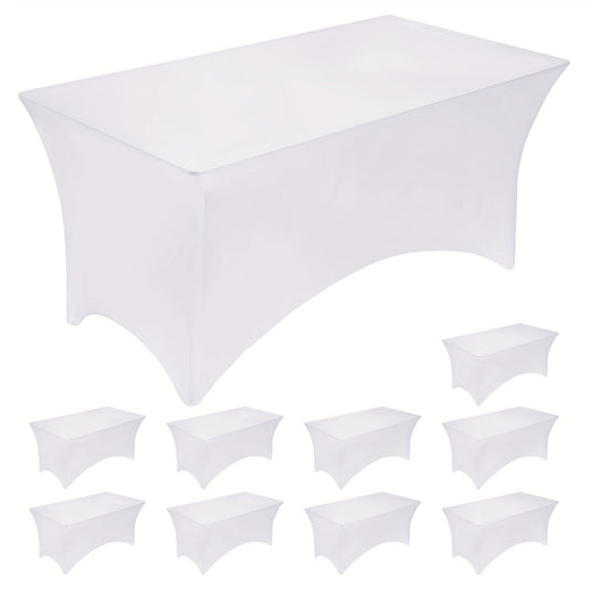 Tablecloth Fitted Stretch Cover 10-Piece Set for 6-Foot Rectangle Tables in White or Black