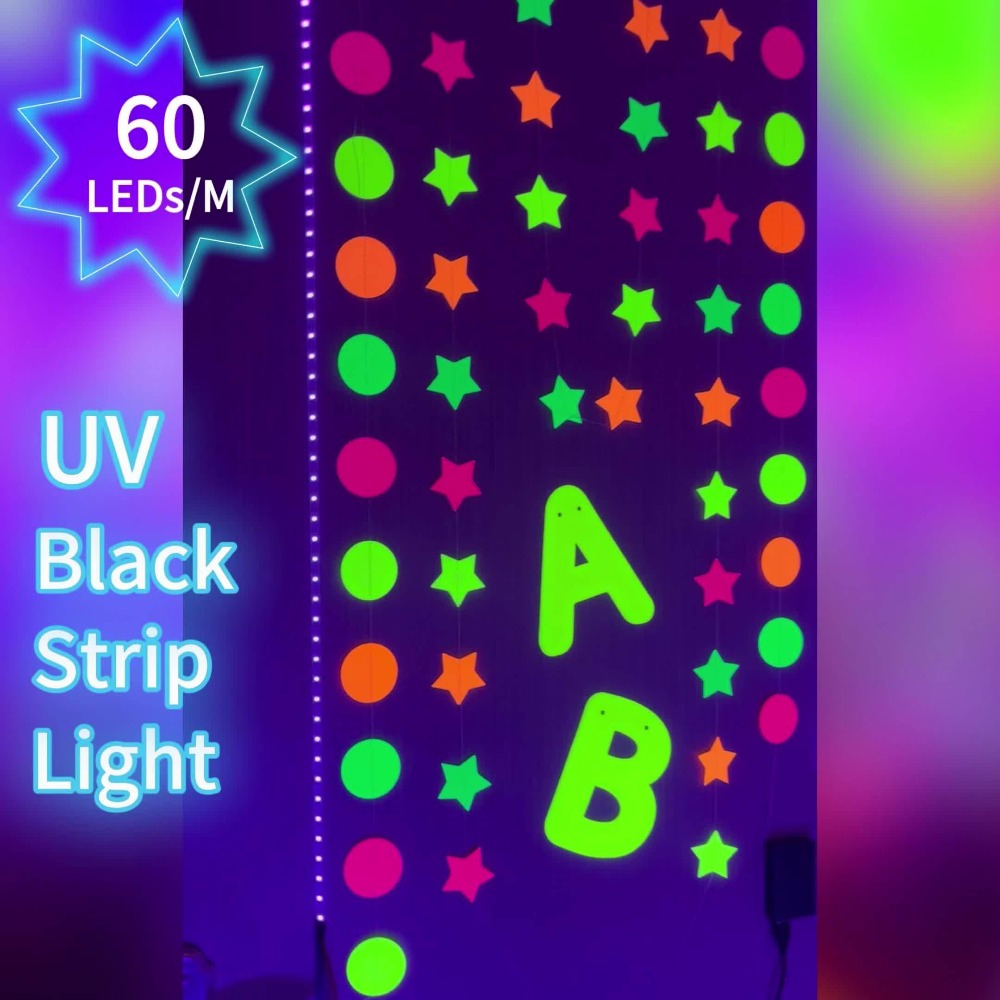 UV Black Light Bars & Strips 8-Piece Set – 385-400nm USB Powered 5V LED Blacklight for Glow Party, Halloween, Neon Party, Body Paint & Fluorescent Art (4x32cm + 4x250cm)