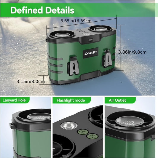 Portable Waist Fan 20000mAh – Dual Vent 7W Brushless Motor, 10 Speed Levels, 4 Wearing Modes, LED Digital Display, USB-C Charging, Wearable Neck & Waist Cooling Fan for Outdoor Camping Hiking Fishing