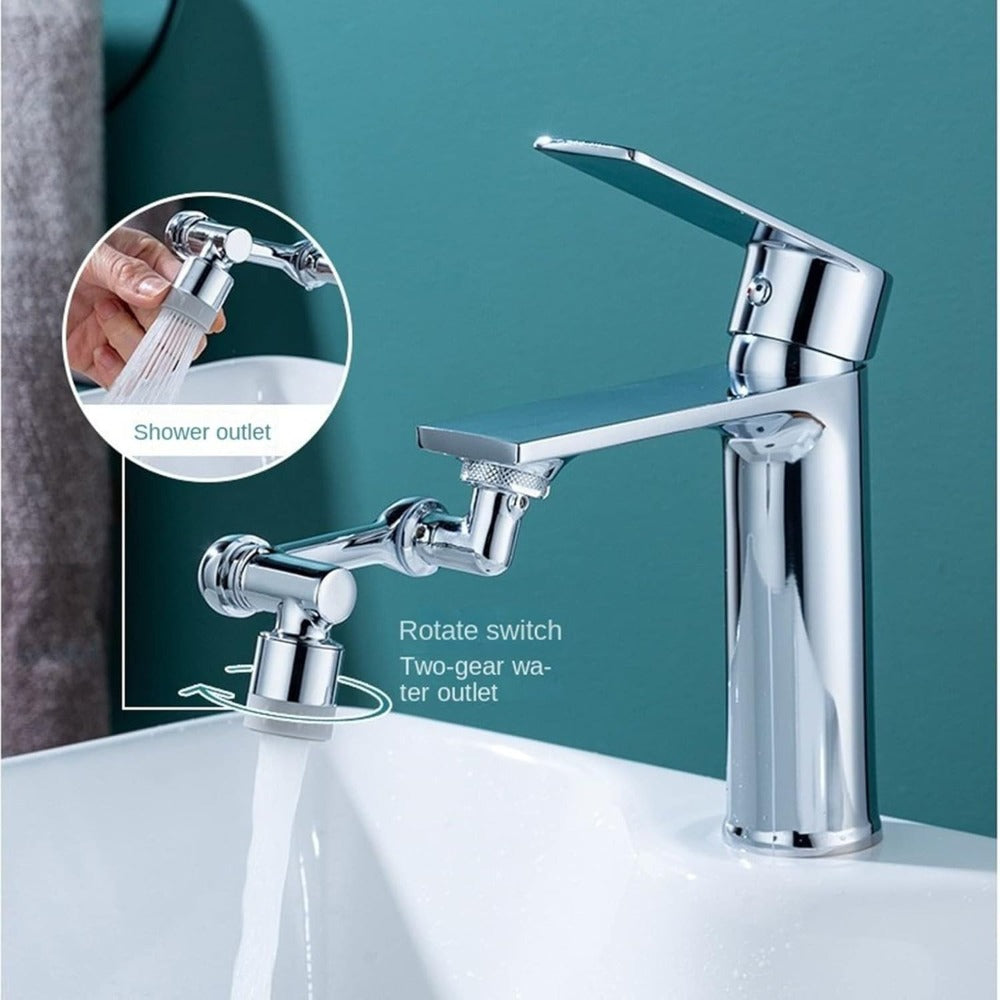 1440° Rotating Faucet Extender Brass Multifunctional 1080° 360° Swivel Robotic Arm Sink Aerator 2 Water Outlet Modes for Kitchen Bathroom Silver