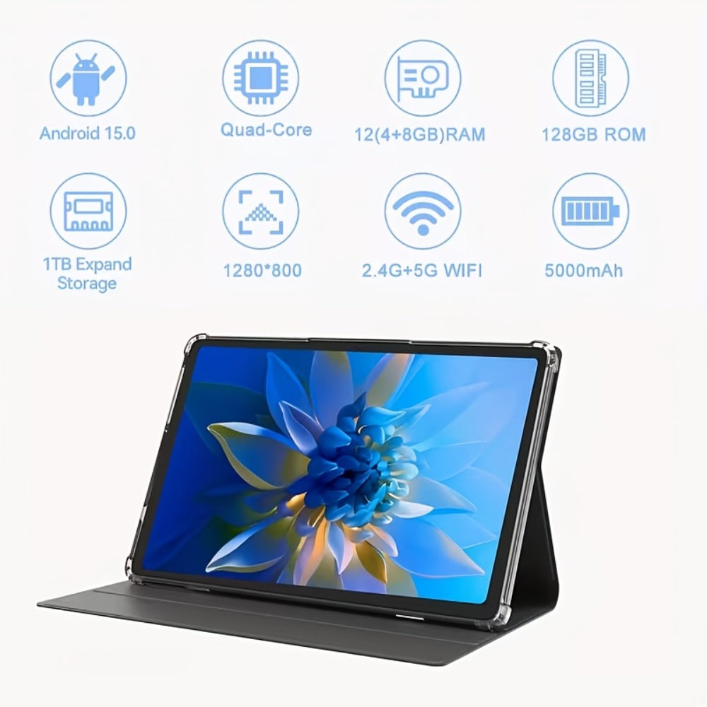 Android Tablet 10.1-Inch 2-in-1 with Android 15, 12GB RAM, 128GB Internal Storage and GMS Certification