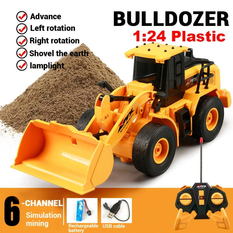 RC Construction Truck Toy 1:24 Scale Alloy Bulldozer Dump Truck & Excavator, 11-Channel Remote Control with Forward