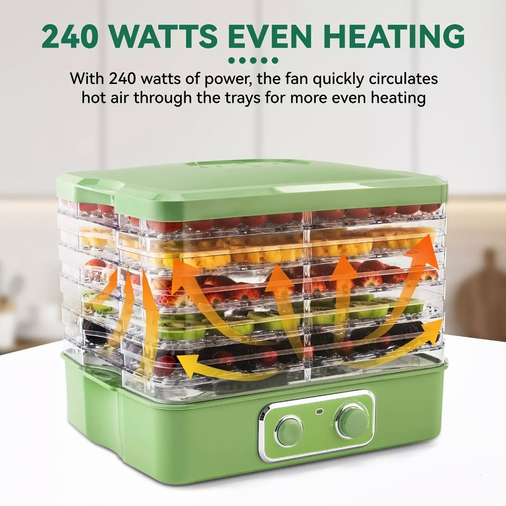 Food Dehydrator Machine 5-Tray BPA-Free Stackable 240W Digital Temperature Control 95-158°F Quiet 33dB Overheat Protection for Jerky Fruit Meat Veggies Herbs Snacks Home Use